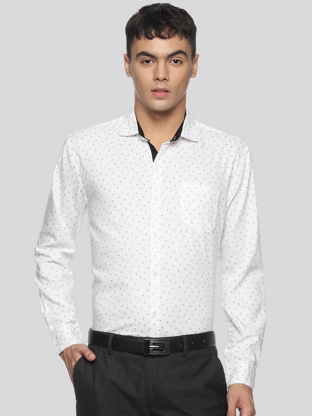 

DEZANO Men Comfort Printed Formal Shirt, White