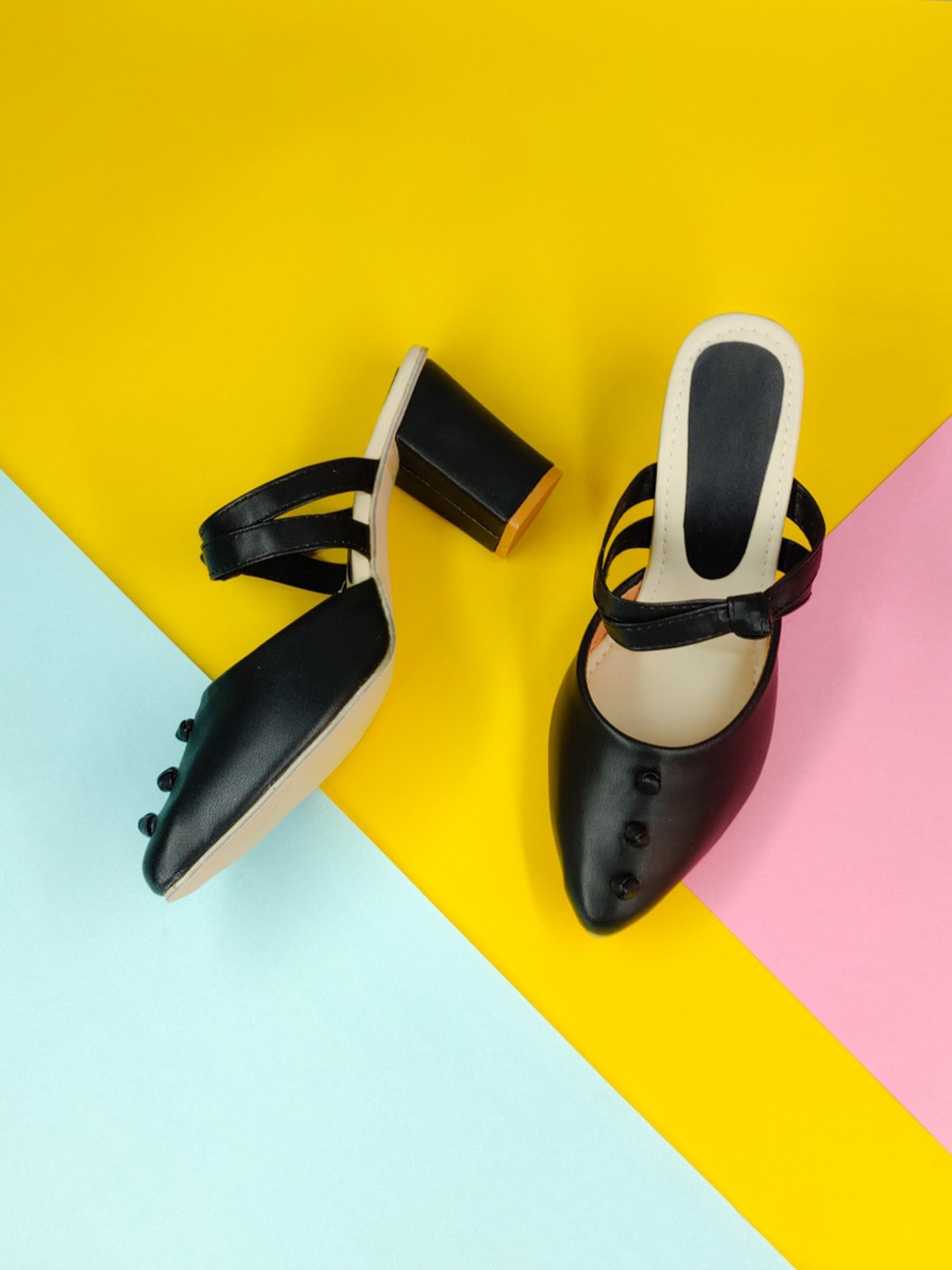 

Sayera Women Black Printed Block Mules