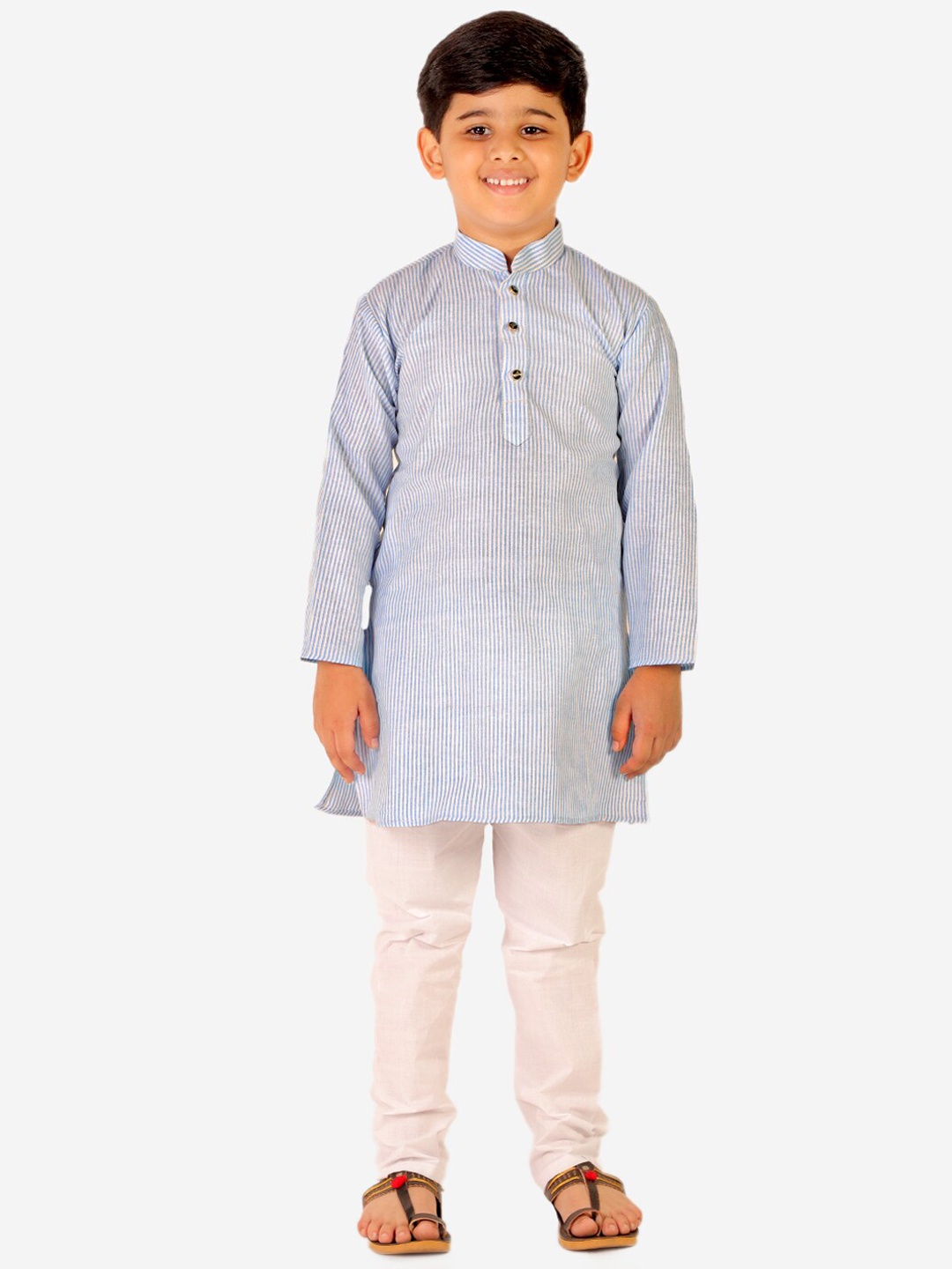 

Pro-Ethic STYLE DEVELOPER Boys Blue Striped Pure Cotton Kurta with Pyjama