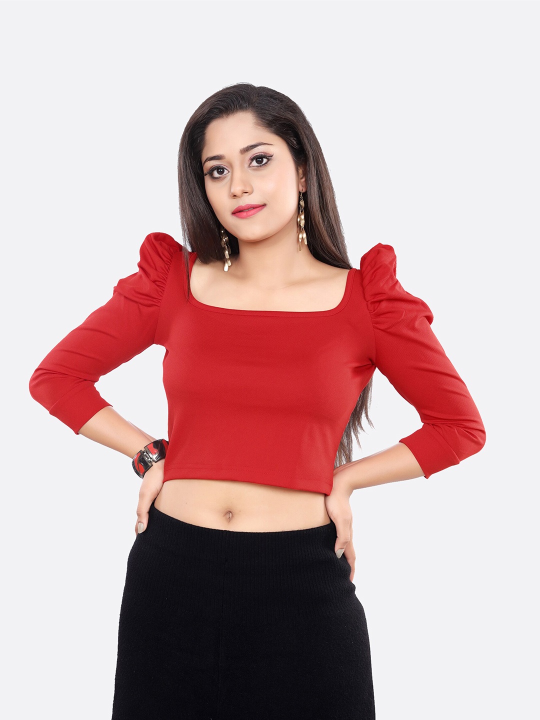 

LONDON BELLY Women Red Solid Crop Top
