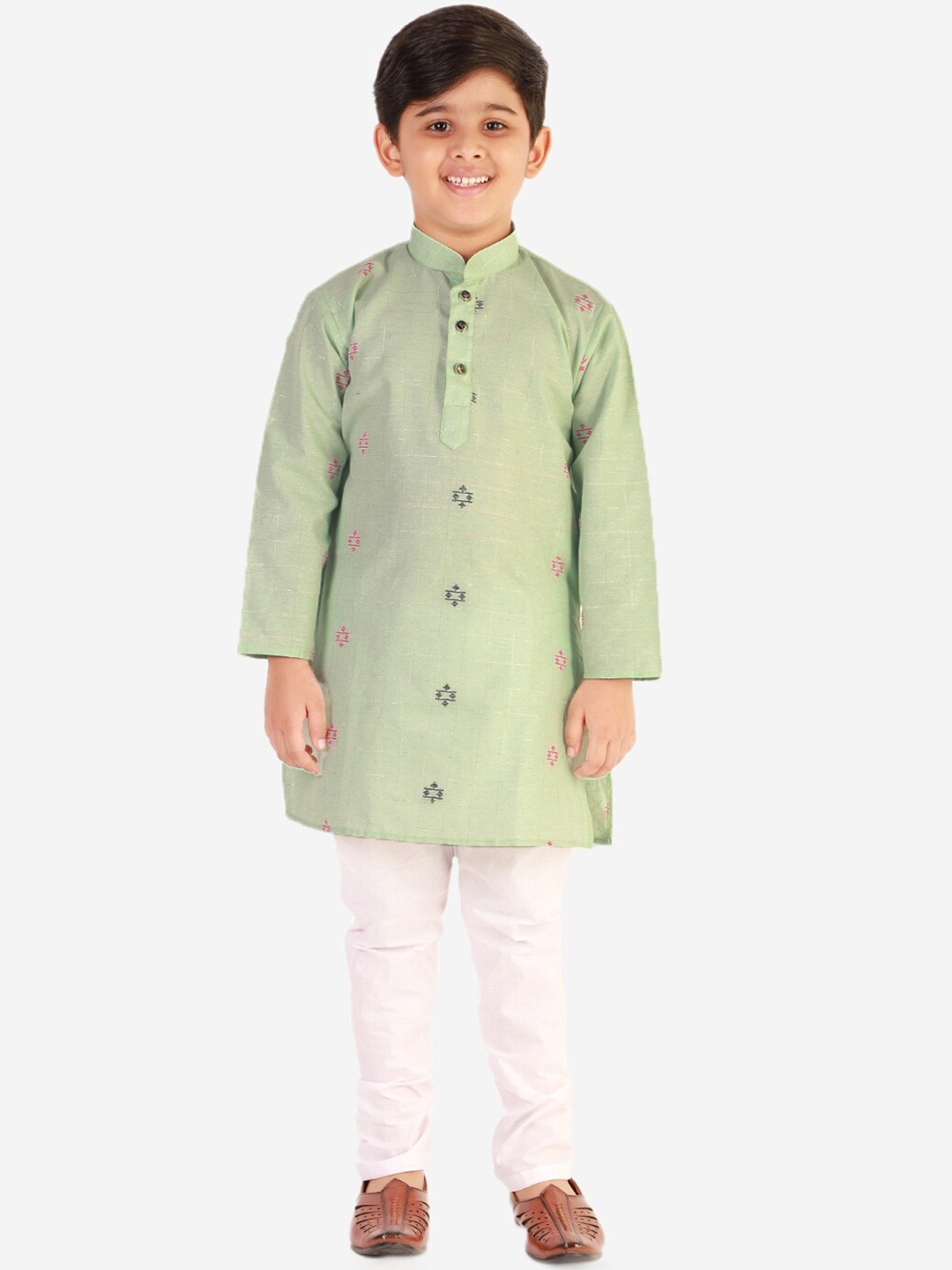 

Pro-Ethic STYLE DEVELOPER Boys Green Pure Cotton Kurta with Pyjamas