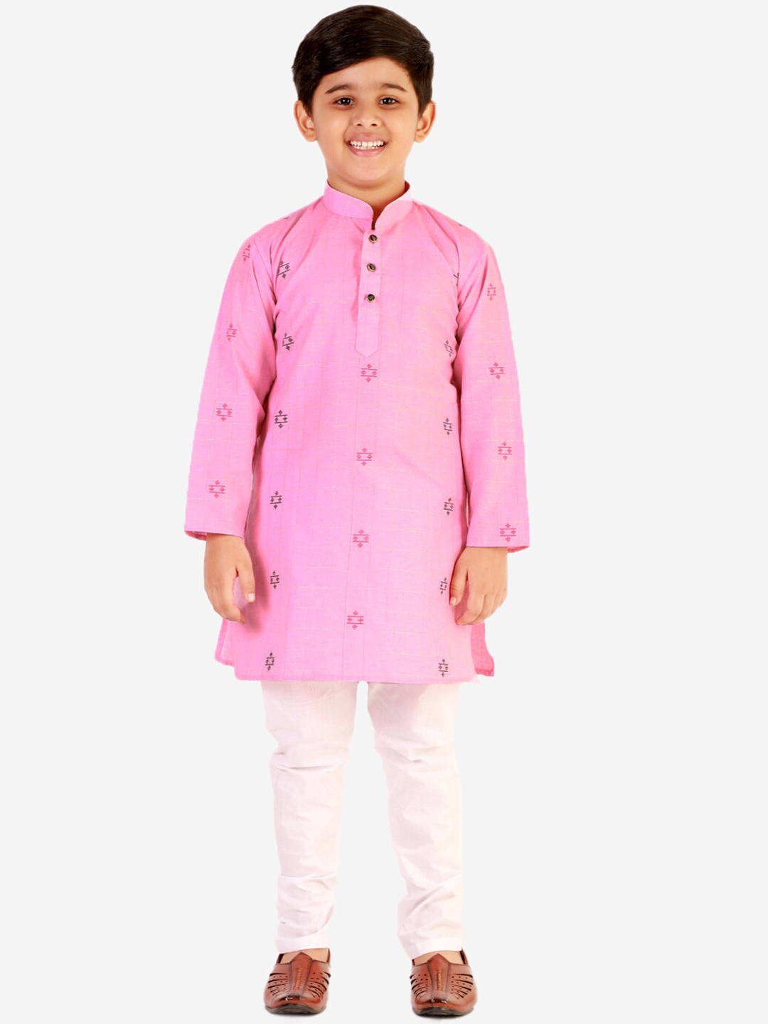 

Pro-Ethic STYLE DEVELOPER Boys Pink Printed Pure Cotton Kurta with Pyjamas