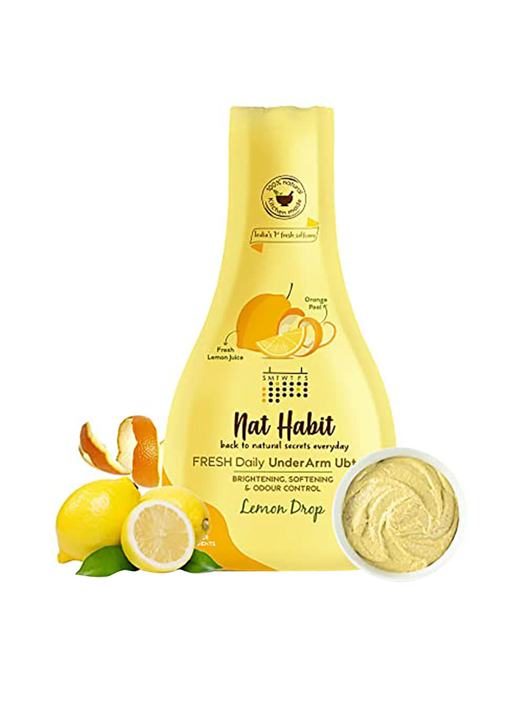 

nat Habit Lemon Drop UnderArm Ubtan with Orange Peel & Lemon Juice - 40 ml, Yellow