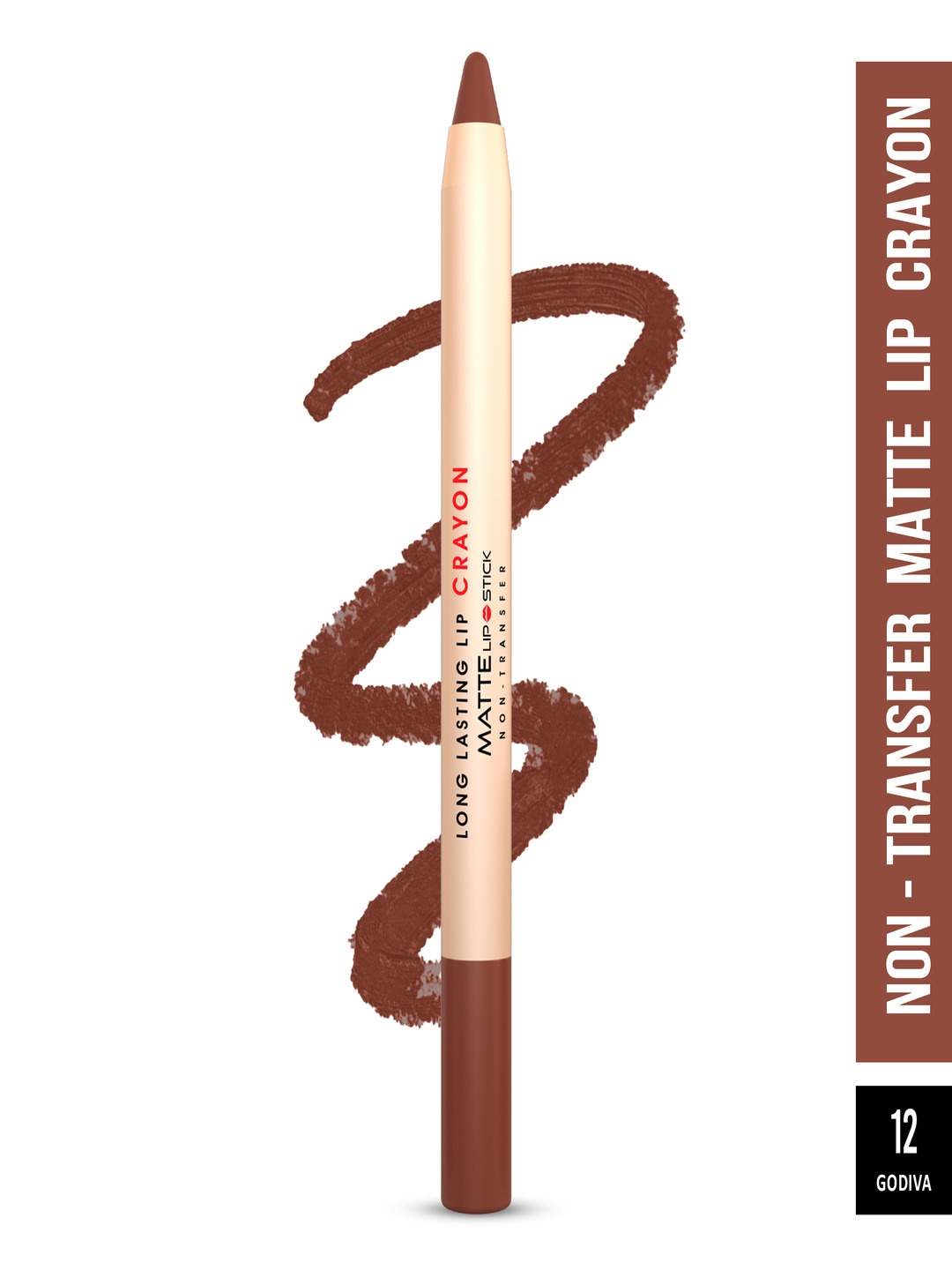 

SHRYOAN Long Lasting Lip Crayon Matte Lipstick 3.8 g - Godiva 12, Brown