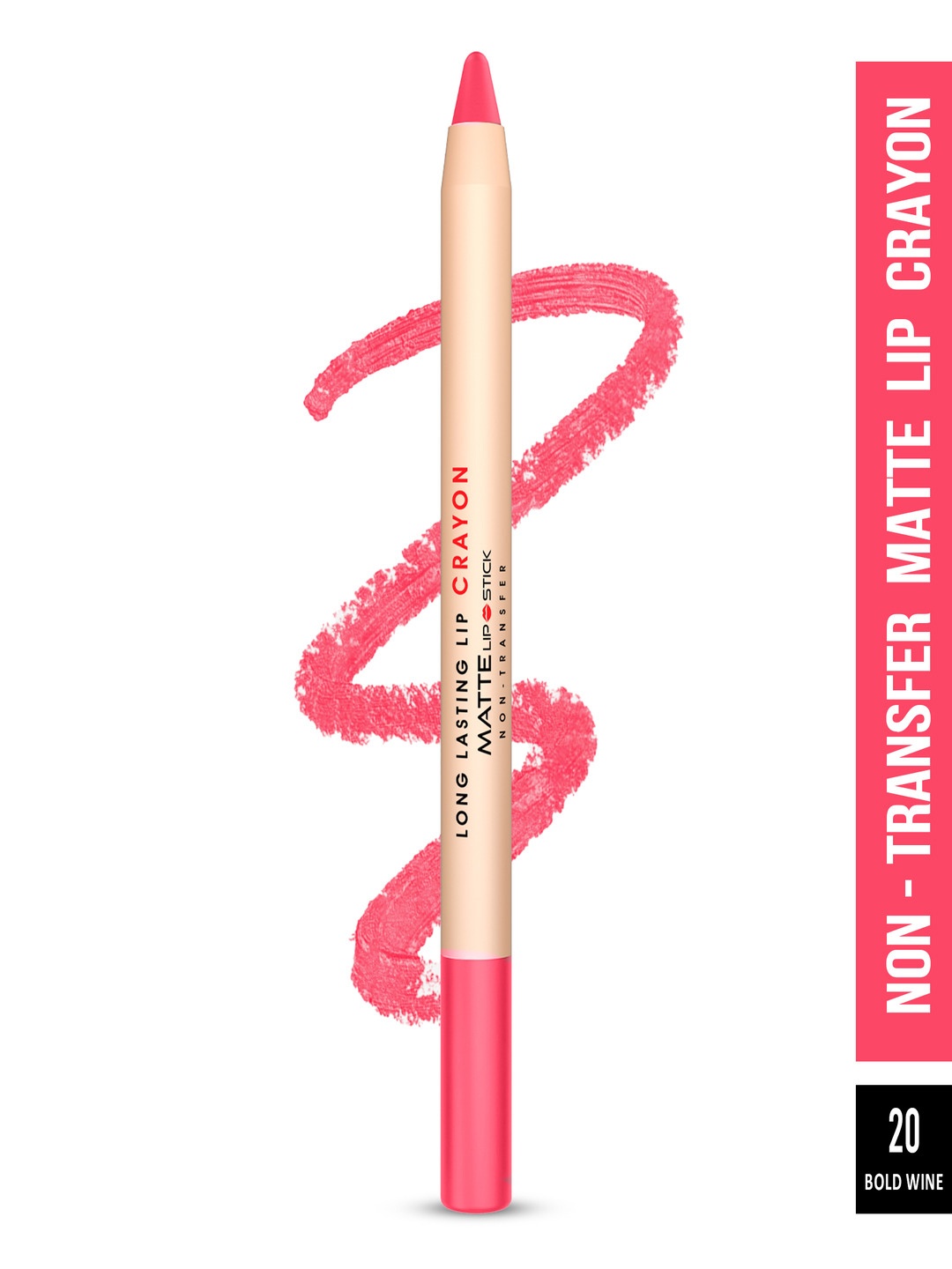 

SHRYOAN Long Lasting Lip Crayon Matte Lipstick 3.8 g - Bold Wine 20, Pink
