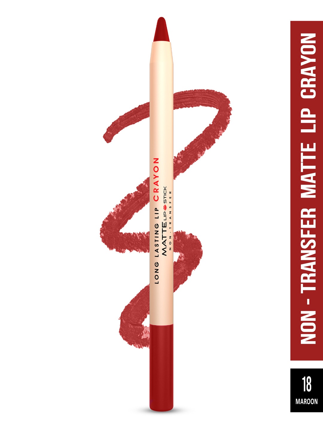 

SHRYOAN Long Lasting Lip Crayon Matte Lipstick 3.8 g - Mahroon 18, Maroon