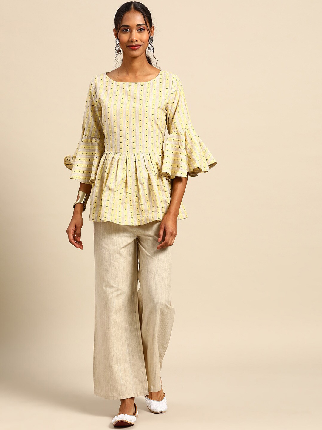 

Prakhya Women Yellow Empire Top with Palazzos