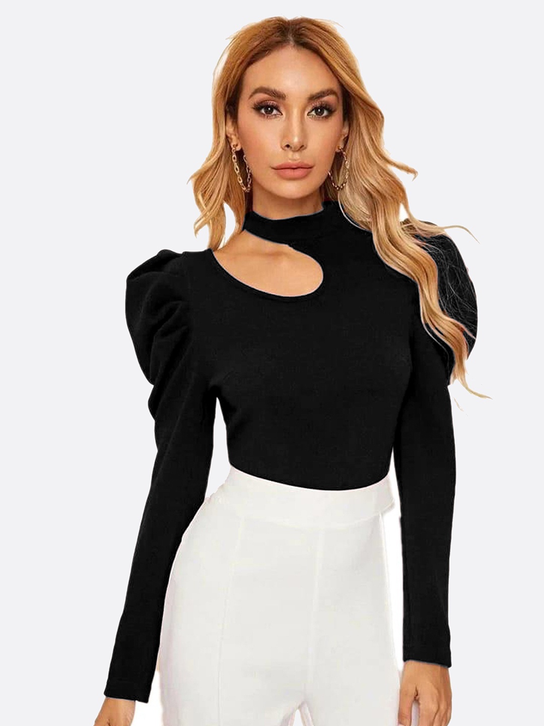 

LONDON BELLY Women Choker Neck Top, Black
