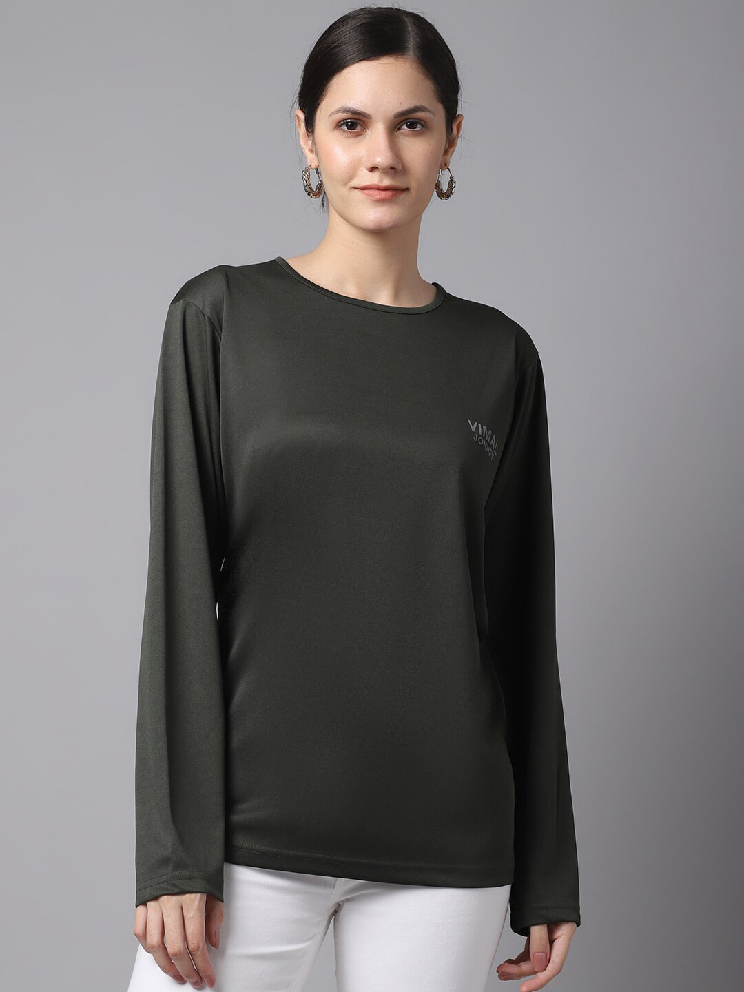 

VIMAL JONNEY Women Olive Green T-shirt