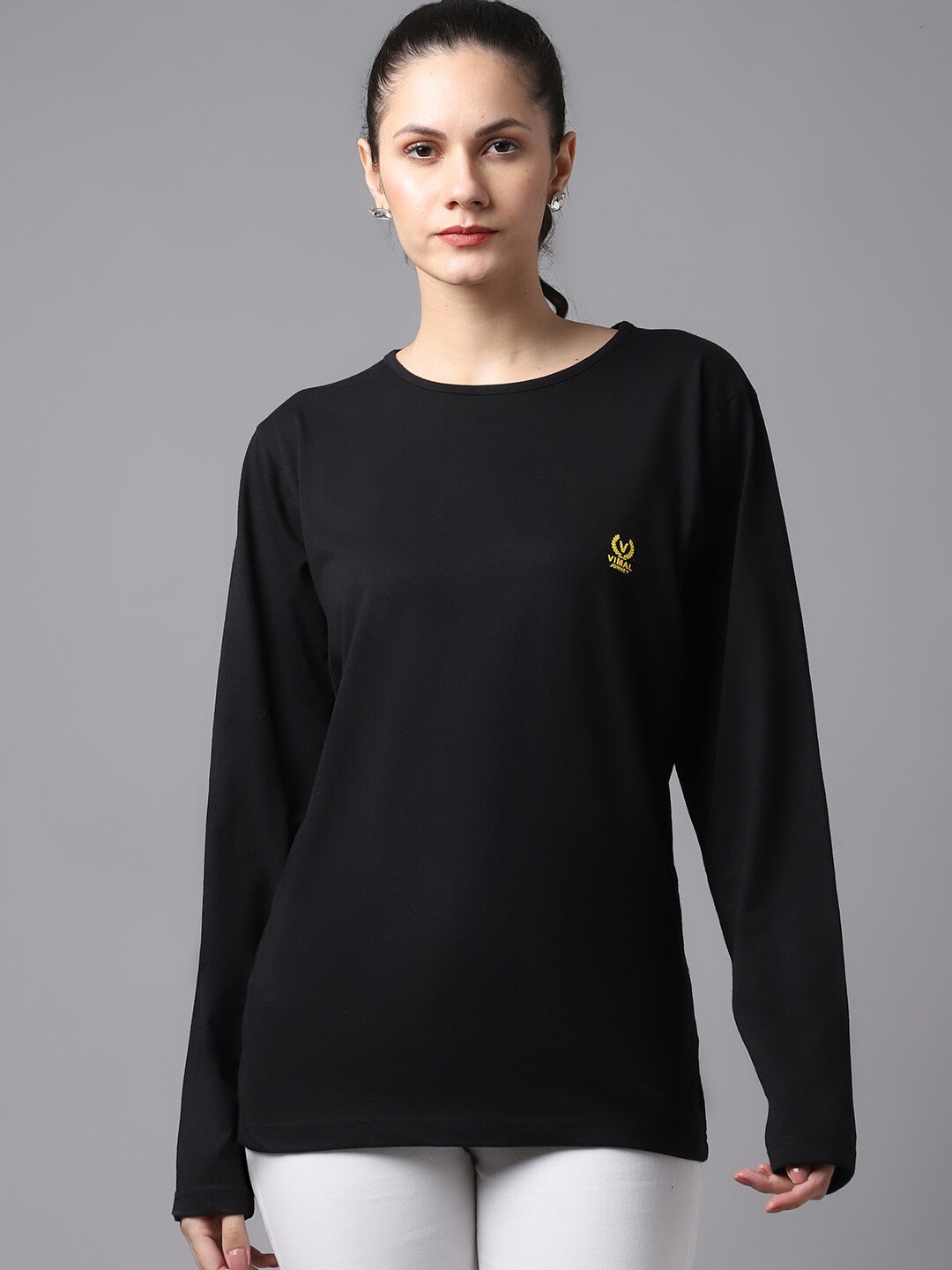 

VIMAL JONNEY Women Black T-shirt