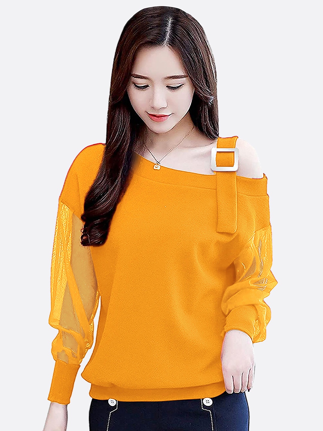 

LONDON BELLY Women Blouson Top, Yellow