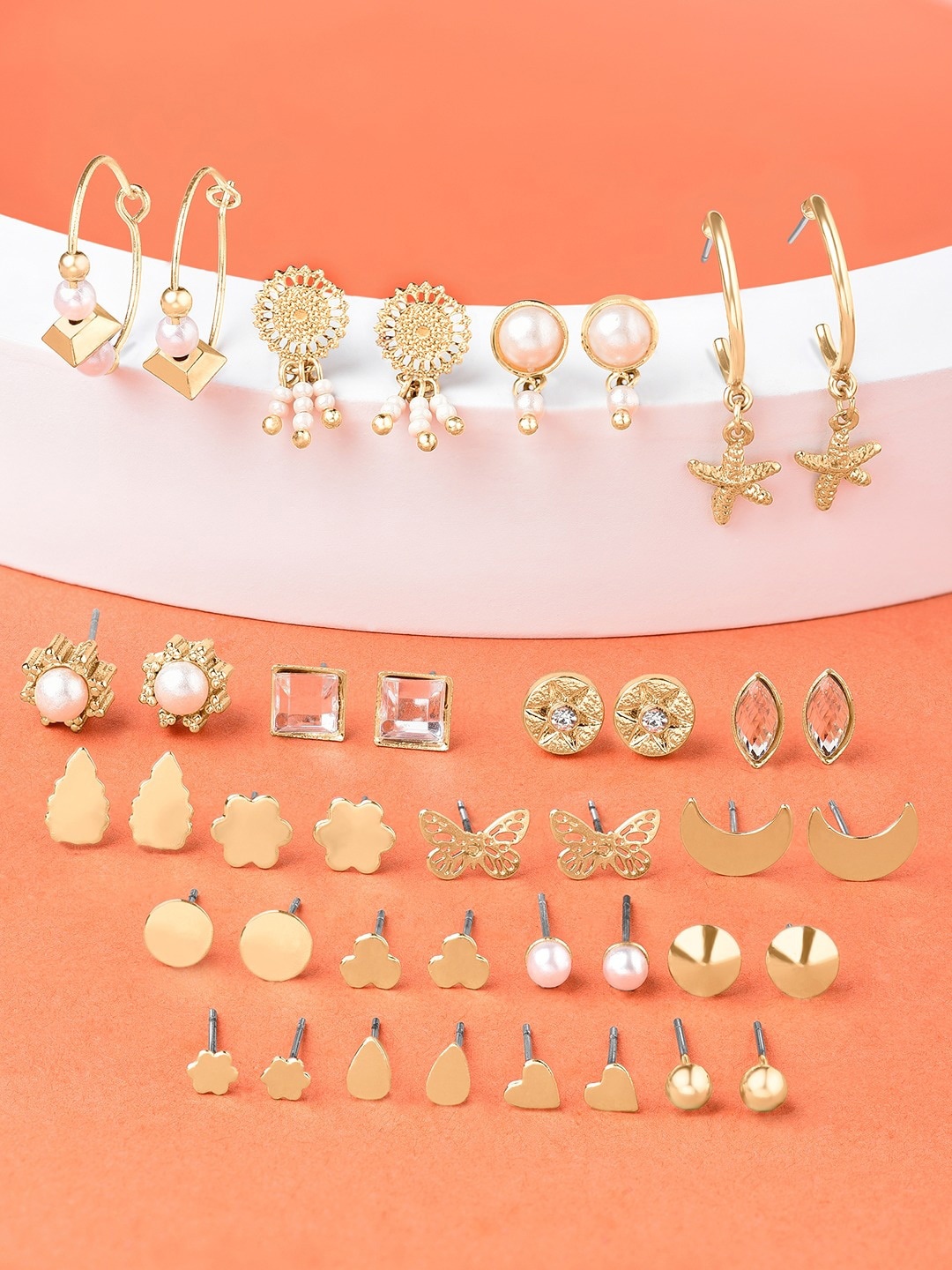 

AMI Gold-Plated Set of 20 Contemporary Hoop Earrings