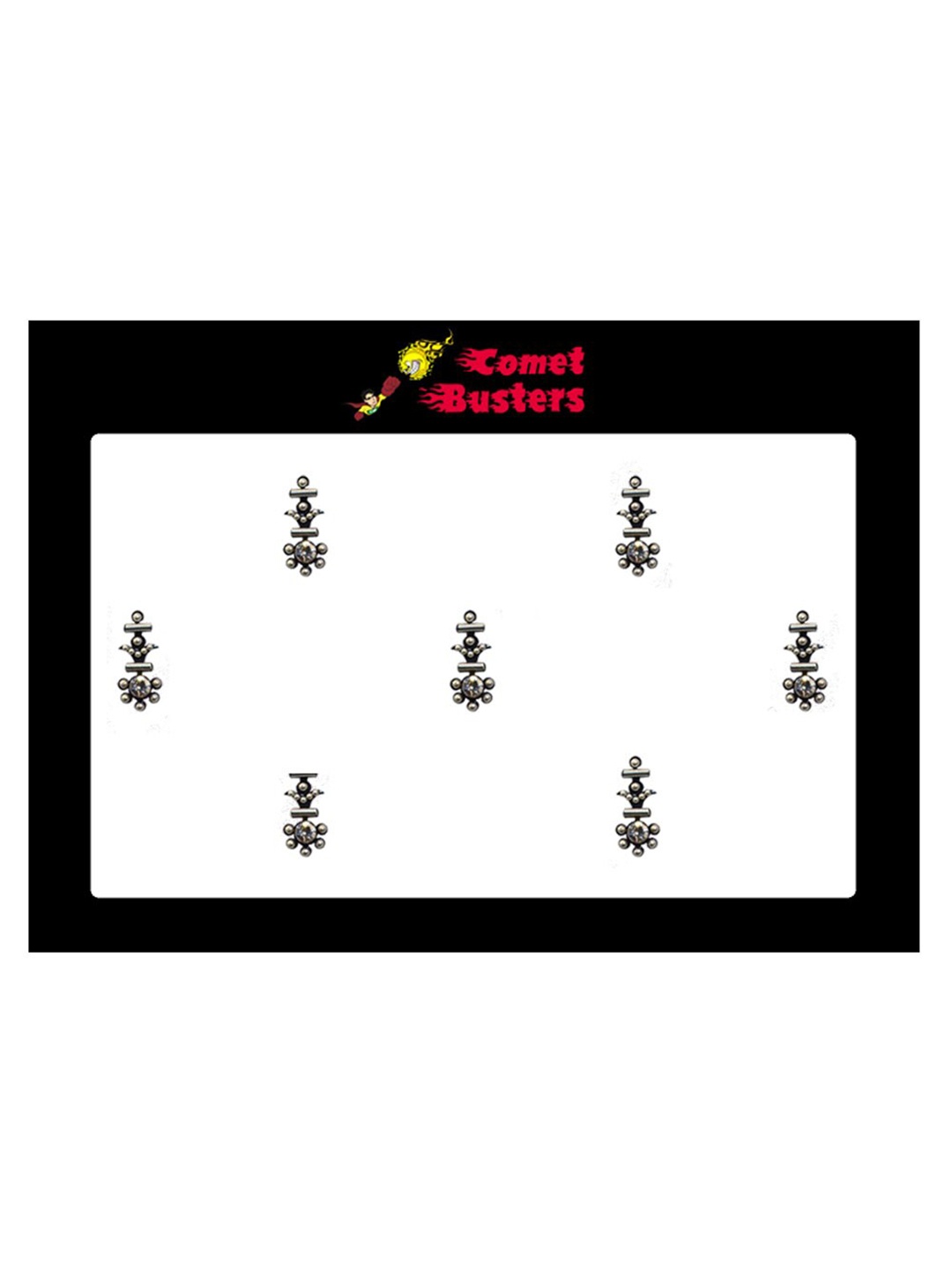 

Comet Busters 7 Pcs Embellished Reusable Designer Bindis - Black & Silver-Toned