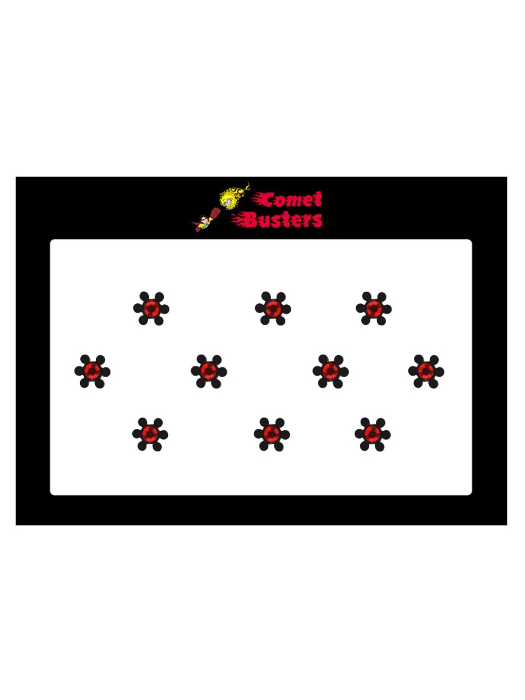 

Comet Busters 10 Pcs Embellished Reusable Designer Bindis - Red & Black