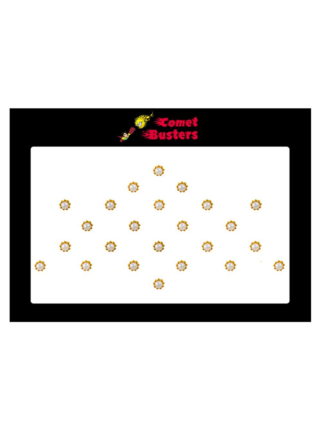 

Comet Busters 24 Pcs Beaded Reusable Designer Bindis - White & Gold-Toned