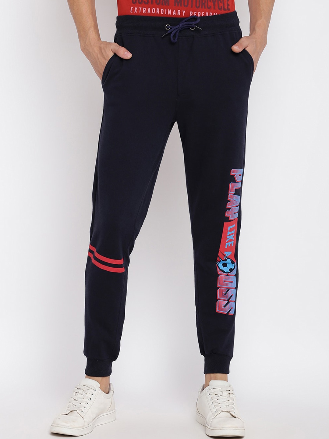 

abof Men Navy Blue Joggers Trousers