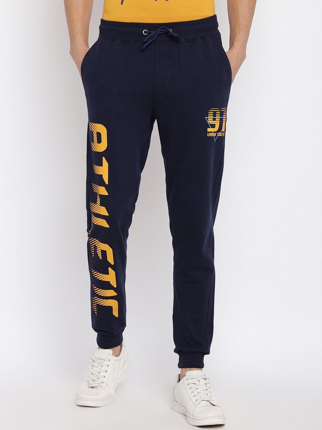 

abof Men Navy Blue Joggers Trousers