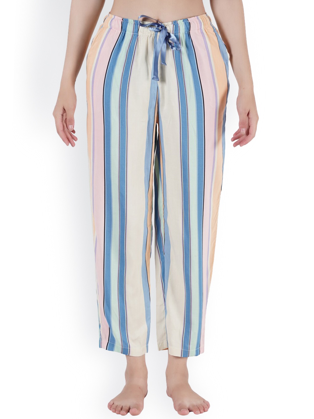 

Style Shoes Women Blue & Cream Striped Lounge Pants