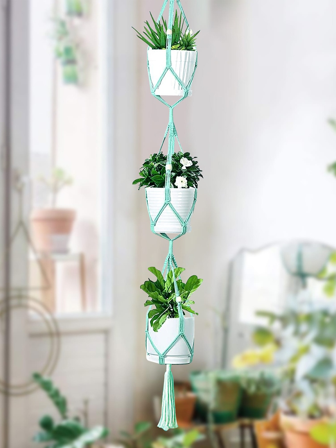 

Homesake Set of 2 Turquoise Blue Macrame Plant Hanger