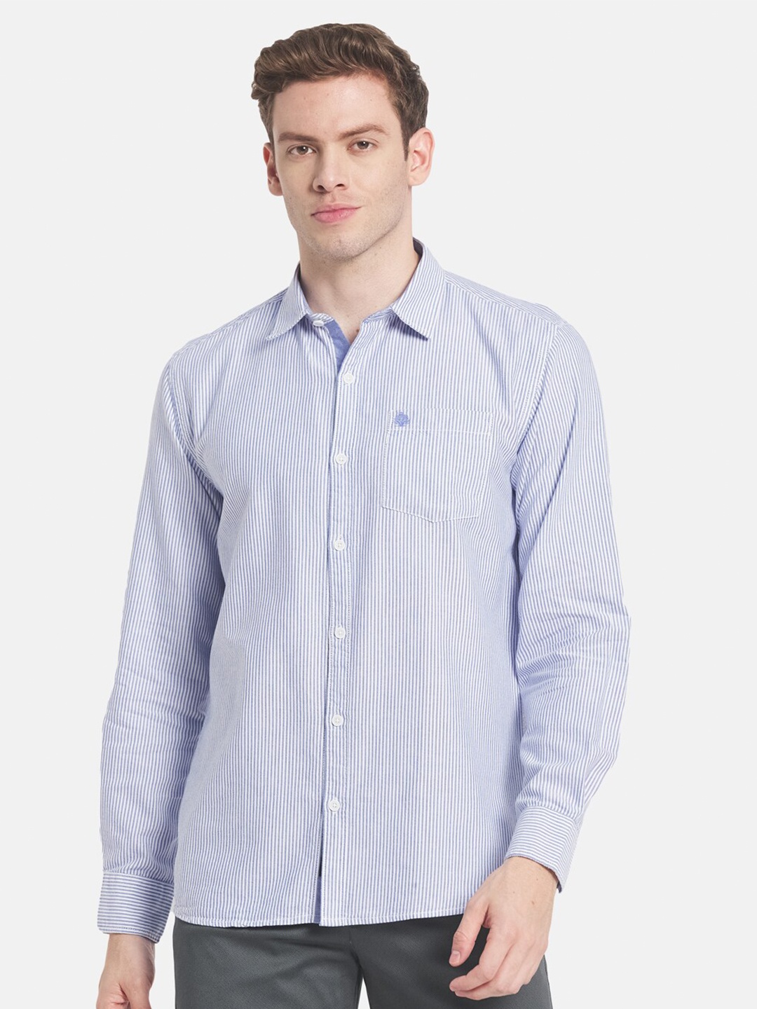 

METTLE Men Regular Fit Striped Cotton Casual Shirt, Blue