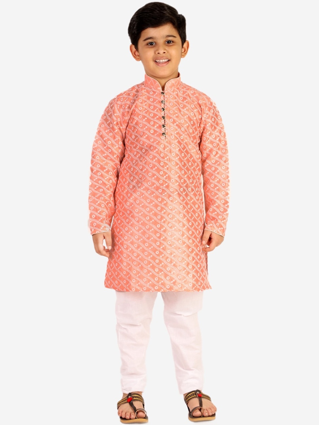 

Pro-Ethic STYLE DEVELOPER Boys Pink Floral Printed Kurta with Pyjamas