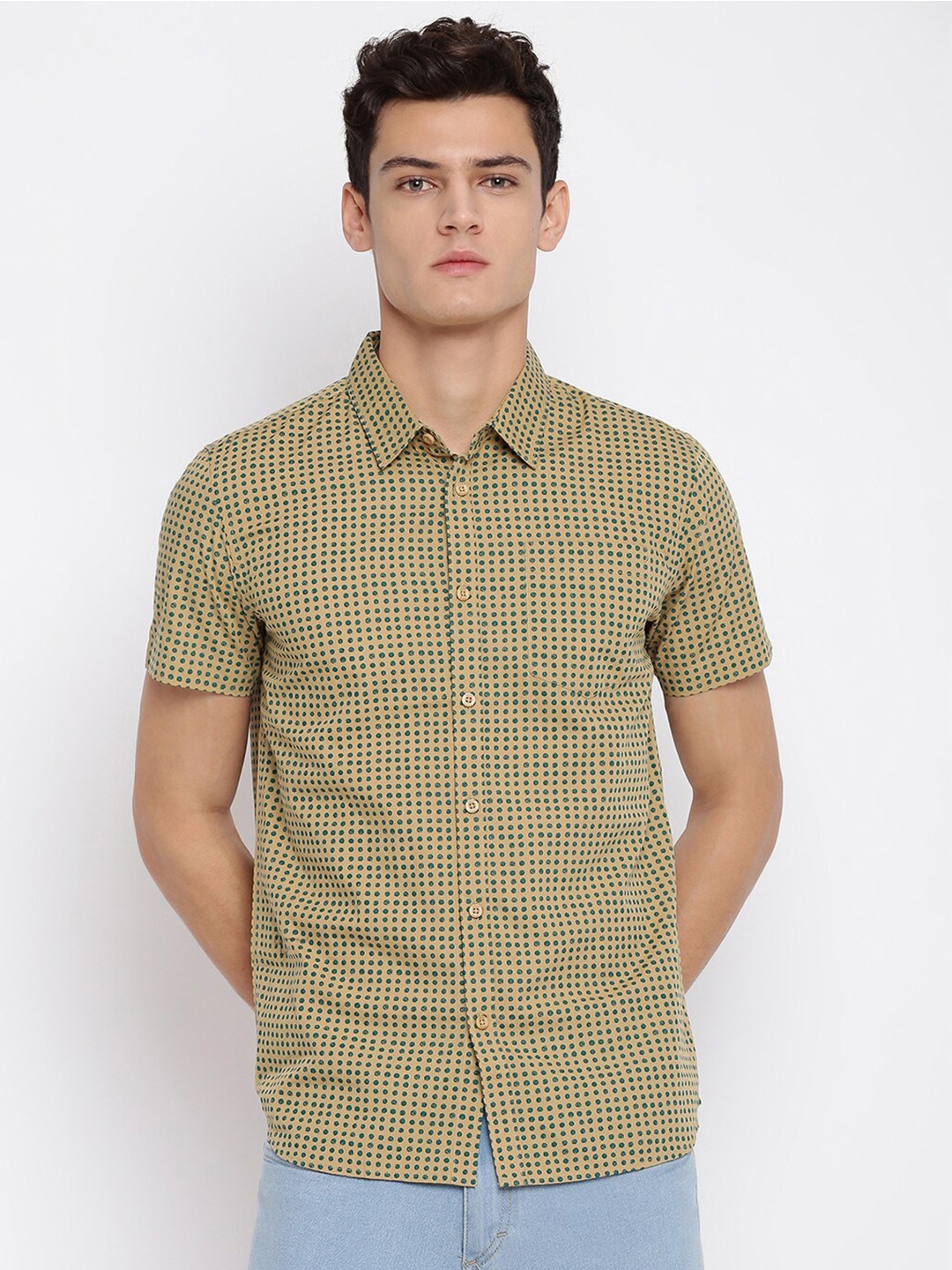 

abof Men Slim Fit Printed Casual Shirt, Lime green