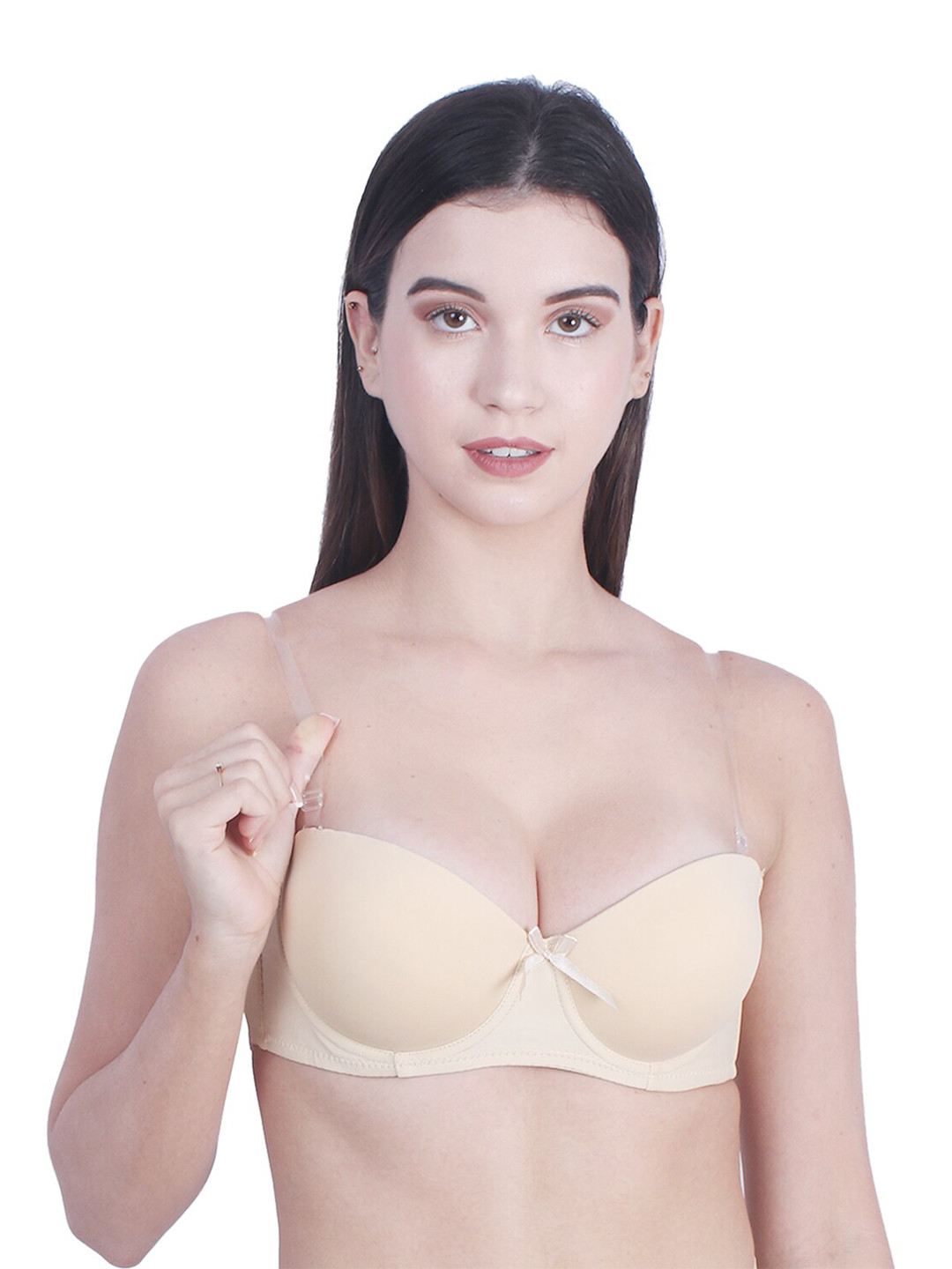

BRACHY Beige Bra Underwired Lightly Padded Medium Coverage Cut And Sew Seam Balconette Bra
