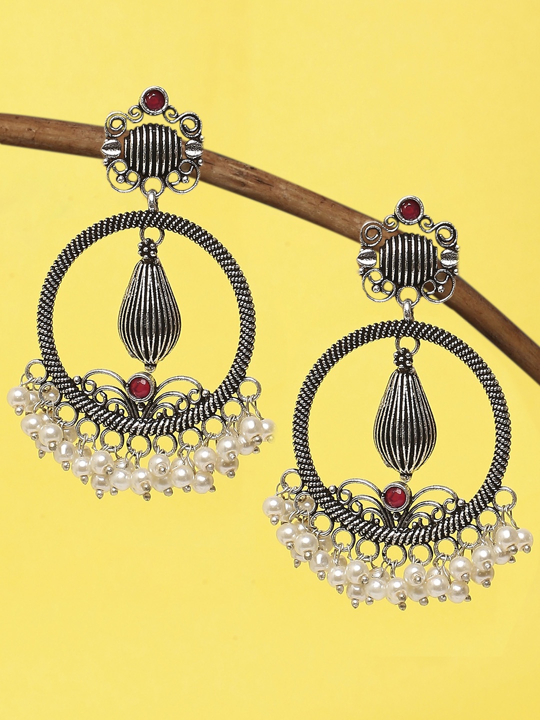 

OOMPH Silver-Toned Contemporary Ear Cuff Earrings