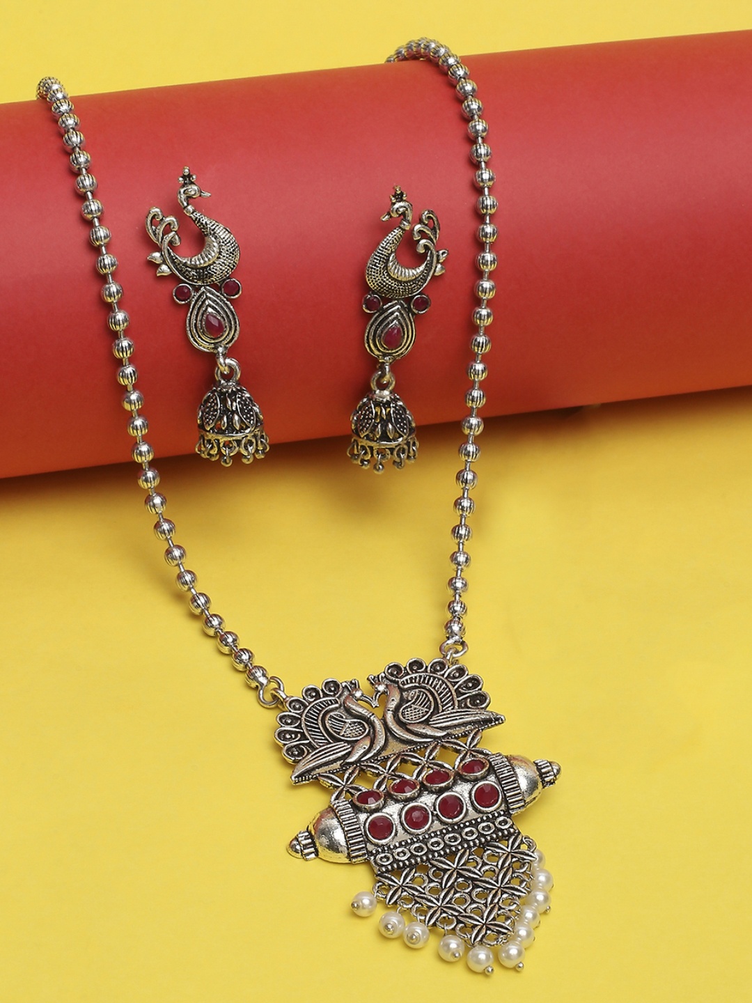 

OOMPH Silver-Toned Oxidised Jewellery Set