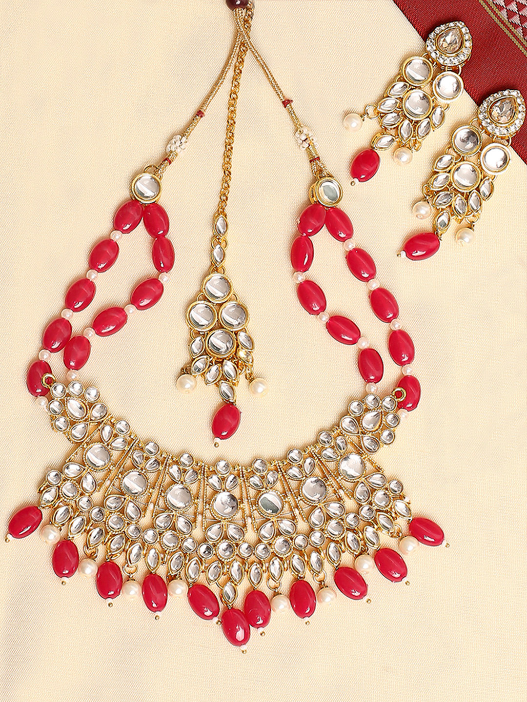 

OOMPH Pink Kundan Studded Ethnic Choker Jewellery Set