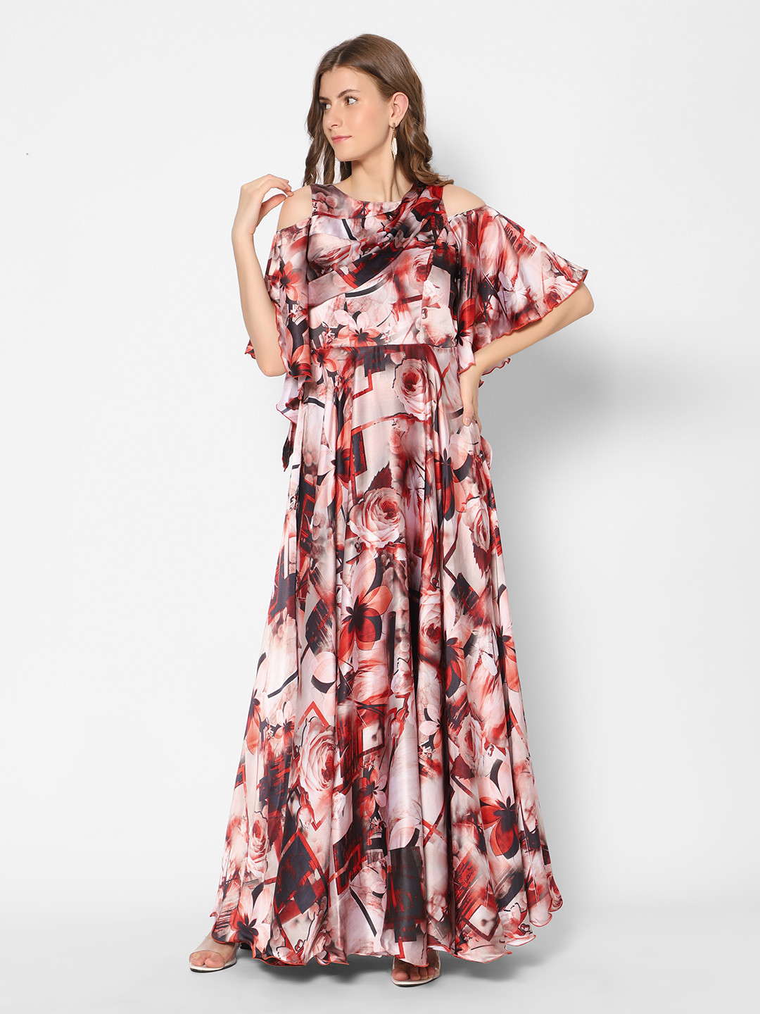 

Kiya Red & Black Floral Maxi Dress