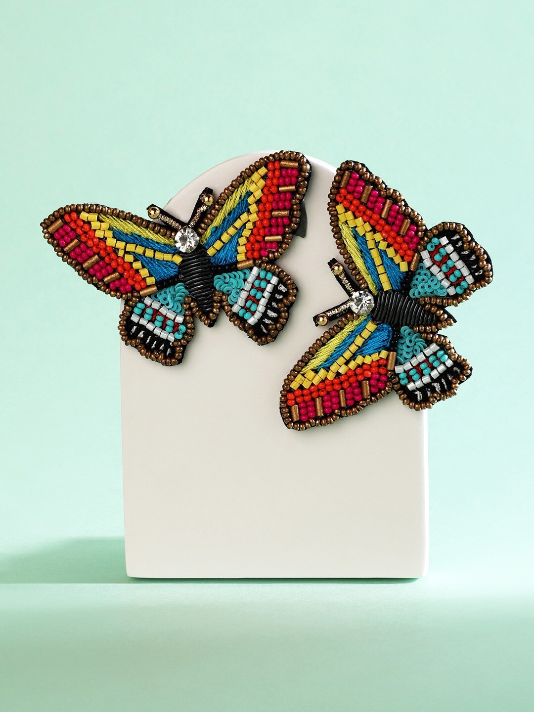 

AMI Women Gold-Plated & Yellow Contemporary Butterfly Studs Earrings