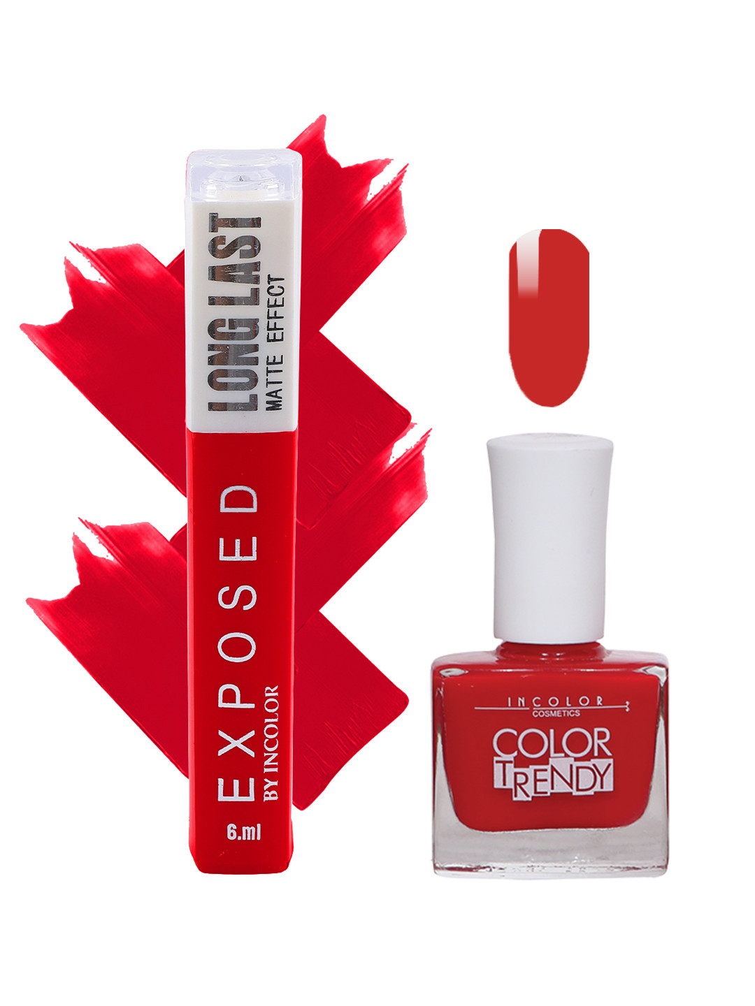 

INCOLOR Set of Exposed Matte Liquid Lipstick & Trendy Matte Nail Polish - Combo 06, Red