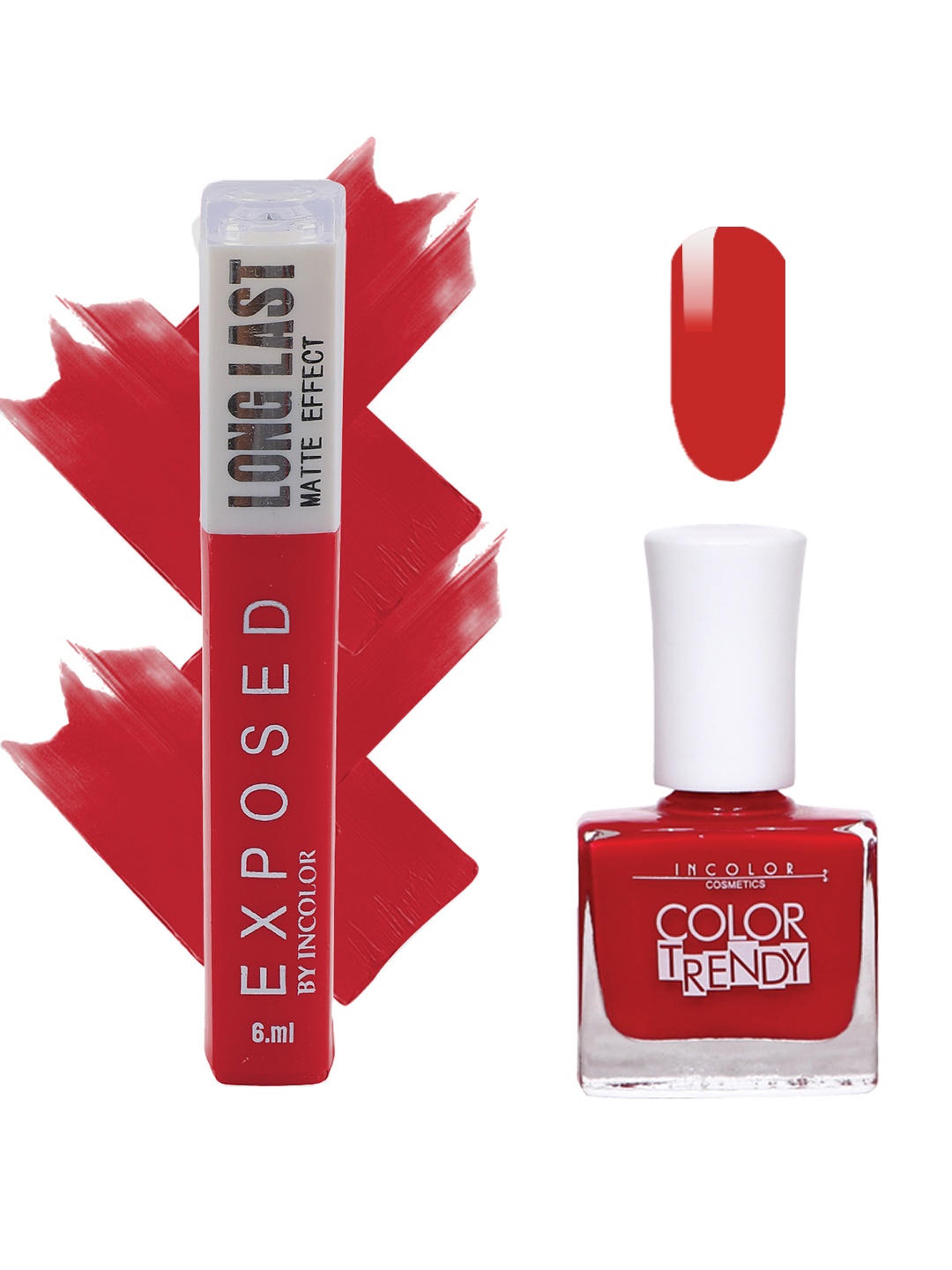 

INCOLOR Set of Exposed Matte Liquid Lipstick & Trendy Matte Nail Polish - Combo 10, Red