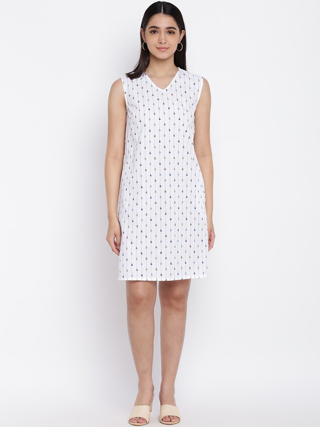 

abof Women White Printed Sheath Dress
