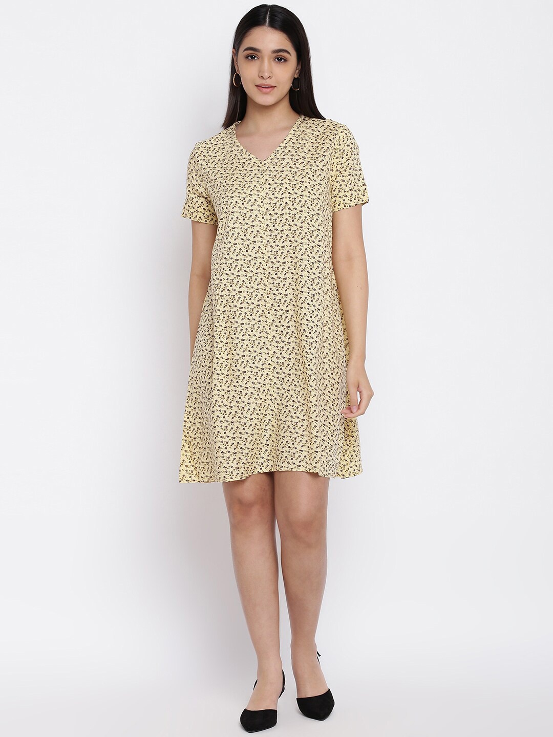 

abof Women Yellow A-Line Dress