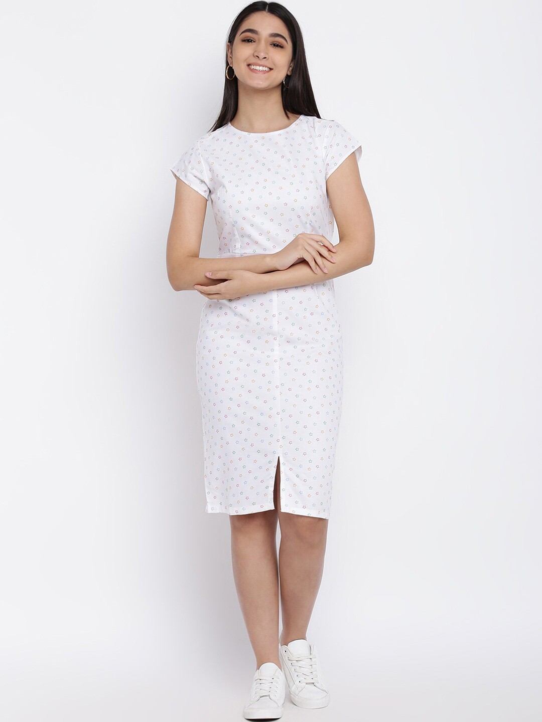 

abof Women Off White Printed Sheath Dress