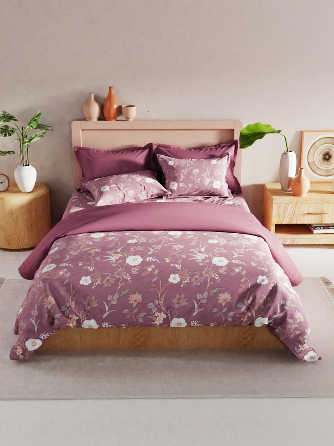 

BIANCA Floral 180 TC King Bedsheet with 2 Pillow Covers, Pink