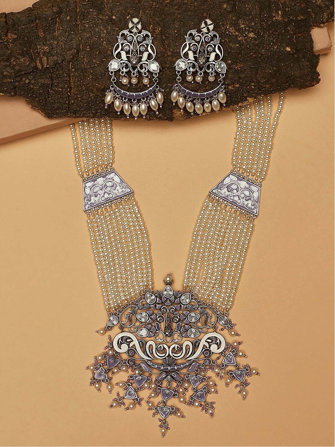 

Voylla Silver-Plated Antique Embellished Jewellery Set