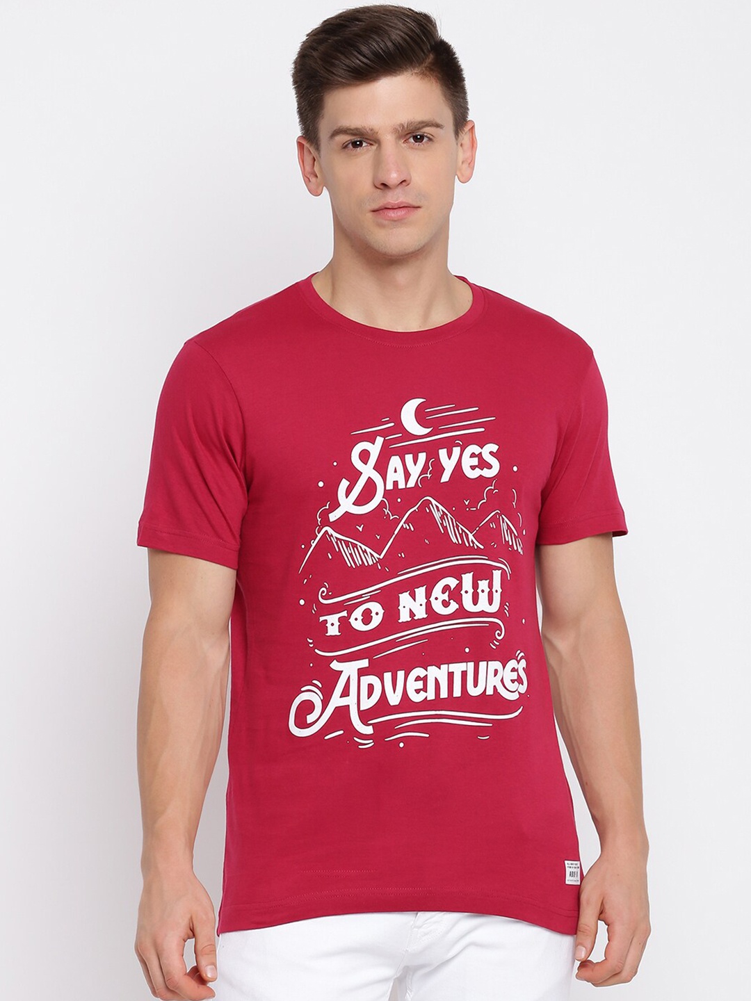 

abof Men Maroon Typography Printed T-shirt