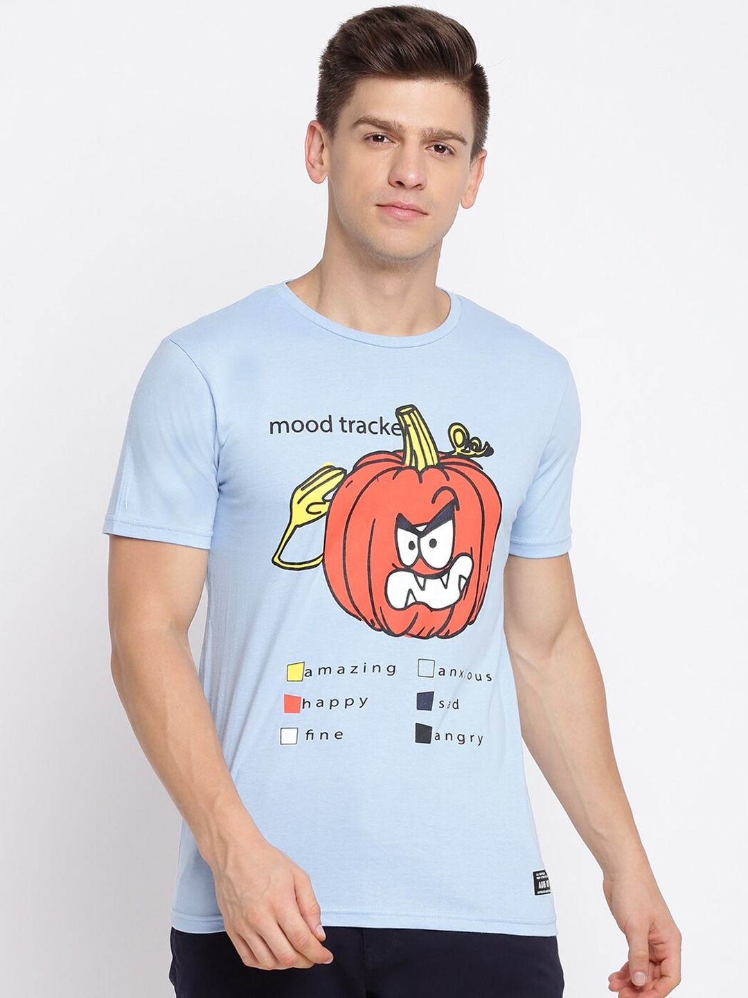 

abof Men Blue Printed T-shirt