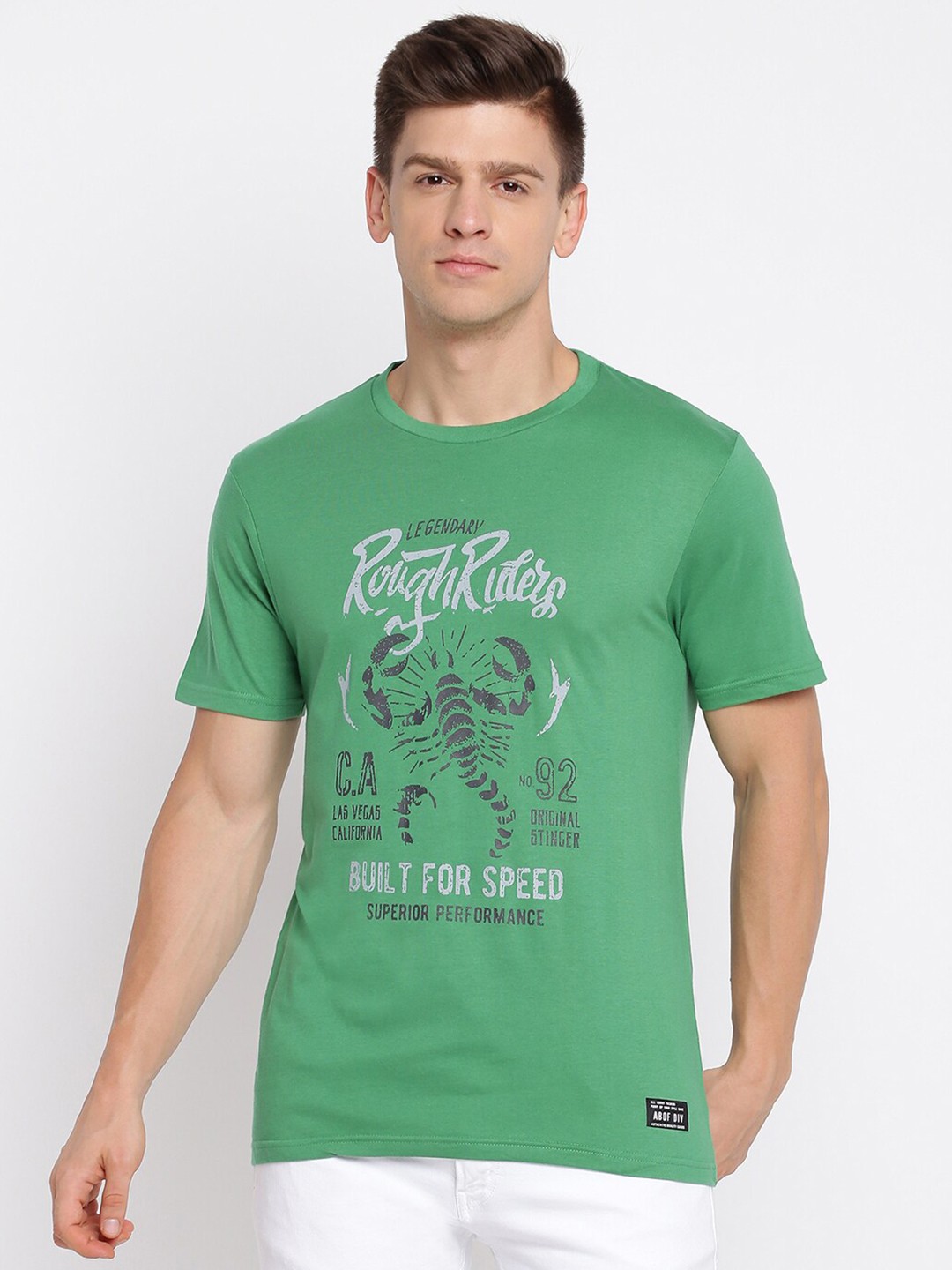 

abof Men Green Printed T-shirt