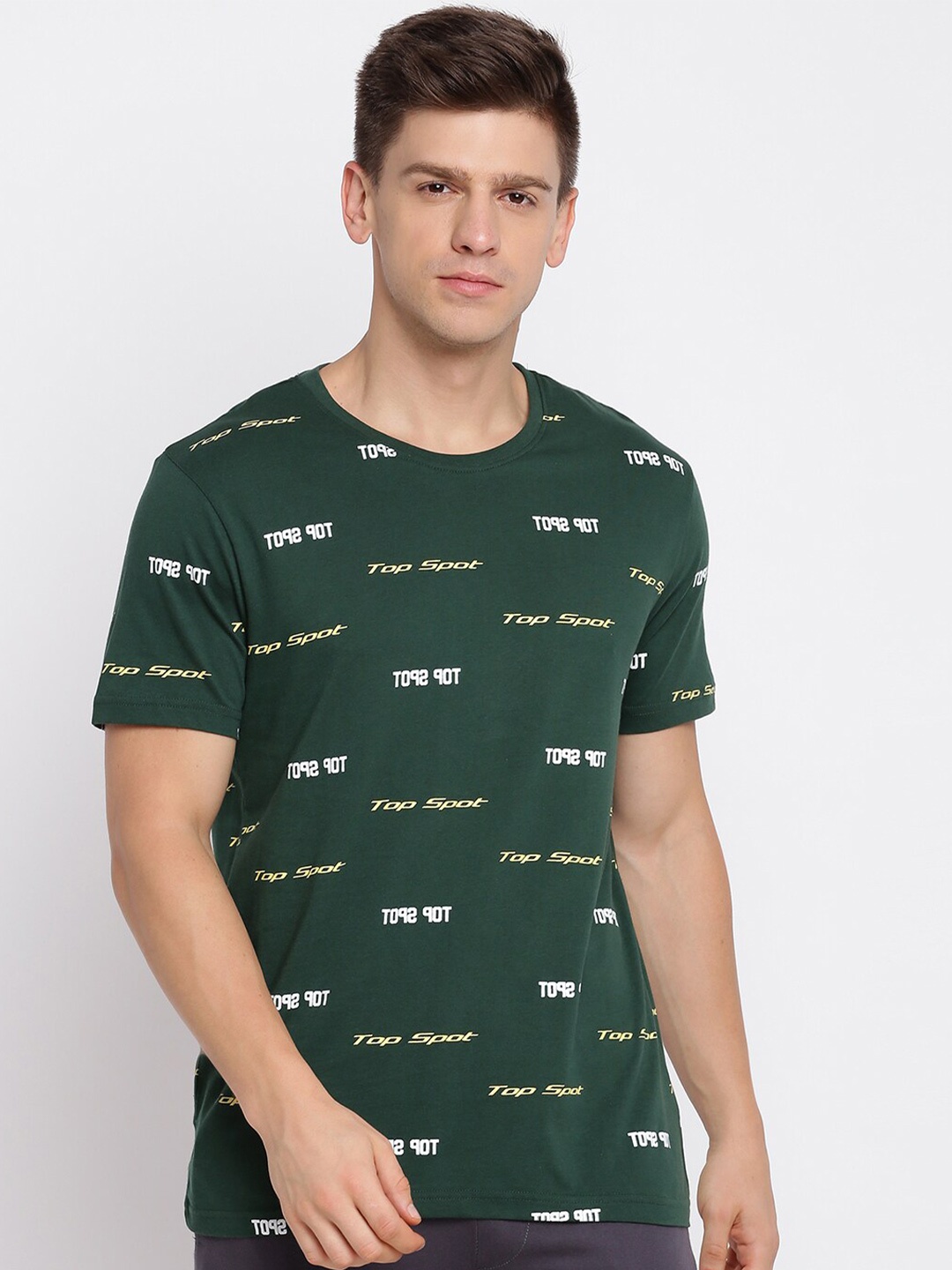 

abof Men Green Typography Printed T-shirt