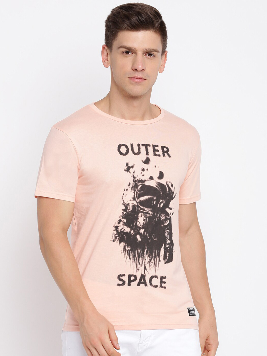 

abof Men Peach-Coloured Printed T-shirt