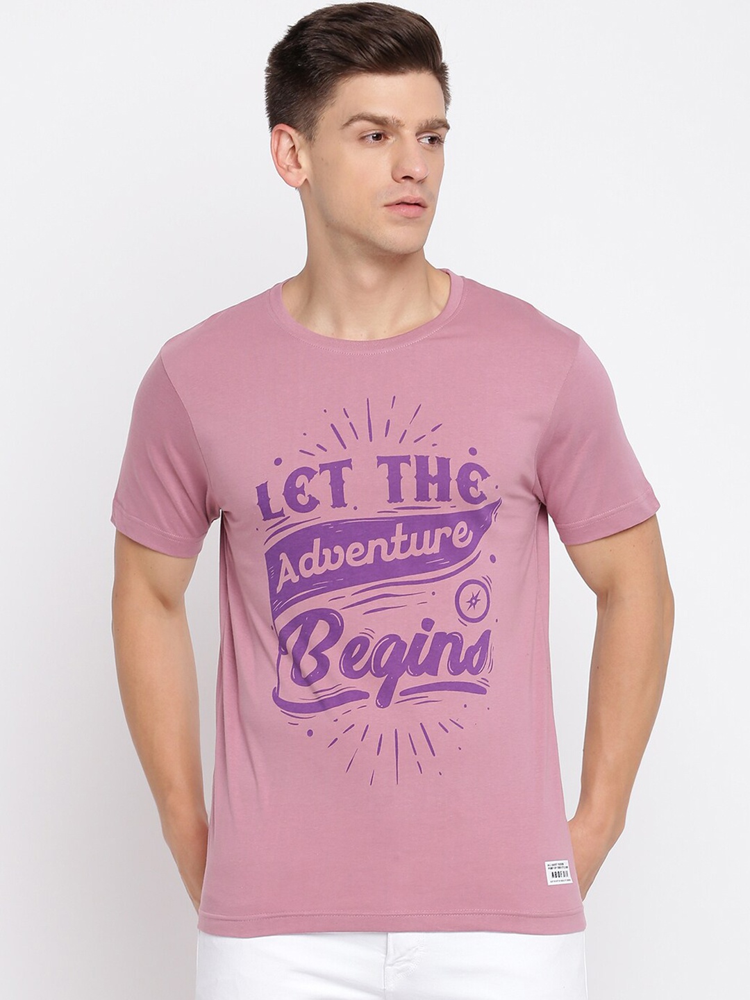 

abof Men Mauve Typography Printed T-shirt