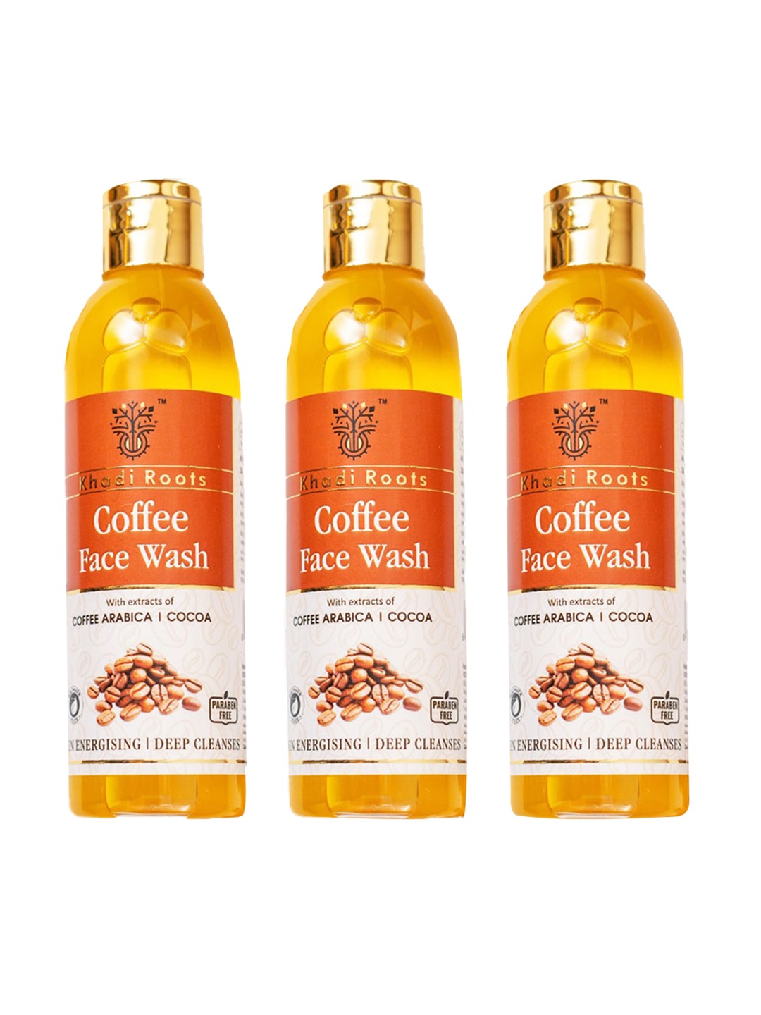 

Khadi Roots Set of 3 Coffee Face Wash for Glowing Skin & Even Skin Tone - 200 ml Each, Yellow