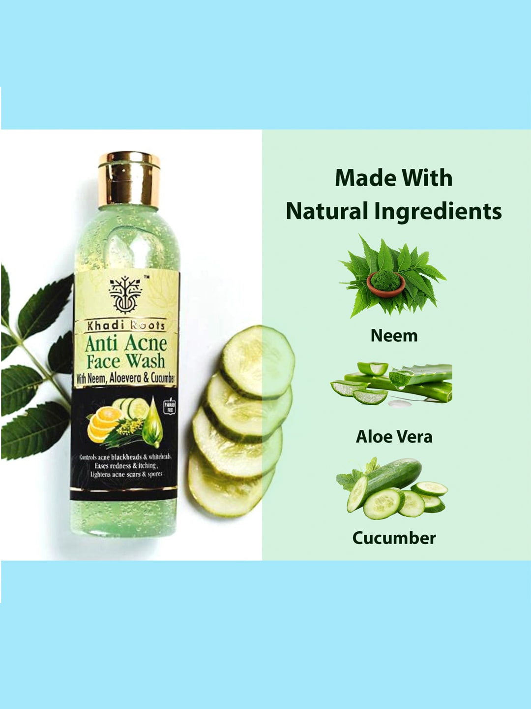 

Khadi Roots Set Of 3 Anti Acne Face Wash, Green