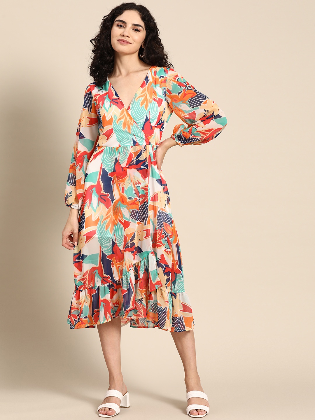 

DODO & MOA Multicoloured Floral Layered Midi Dress, Multi