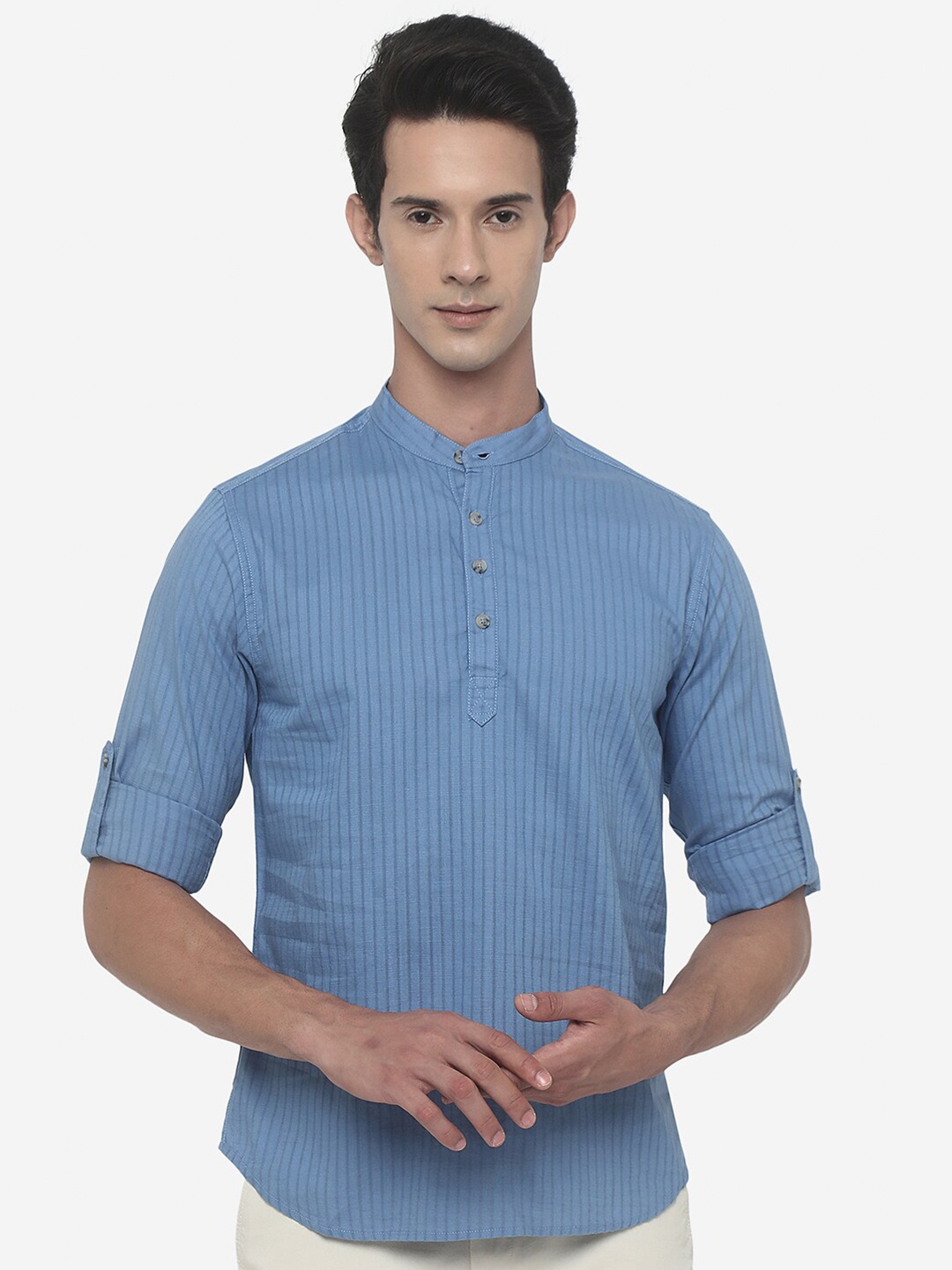

Greenfibre Men Slim Fit Striped Cotton Casual Shirt, Blue