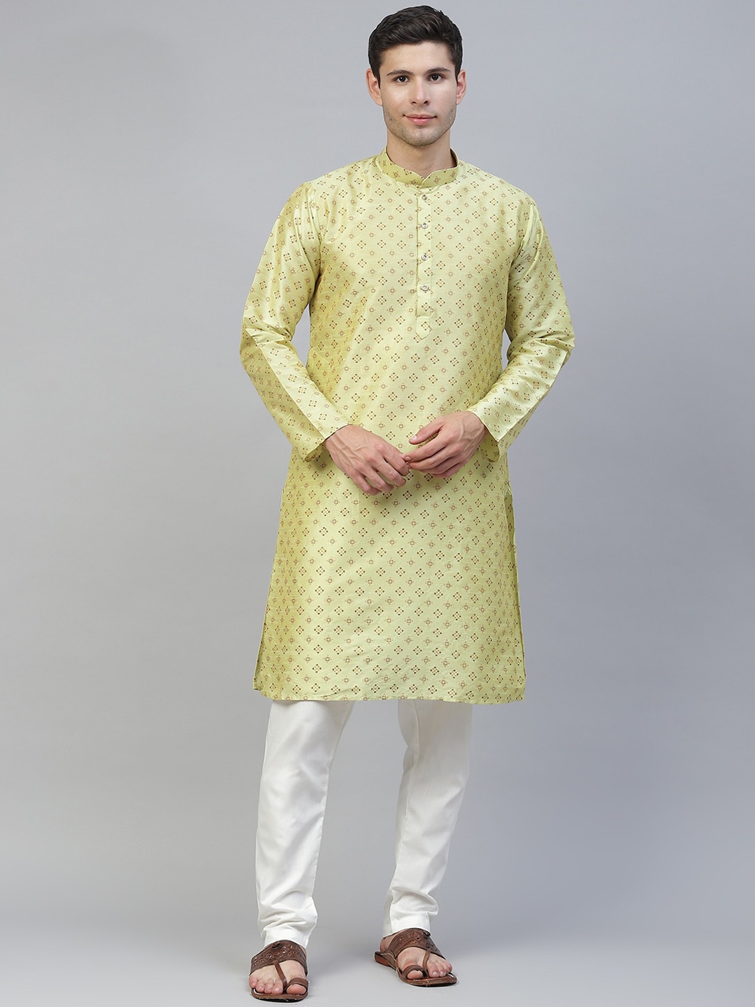 

MANQ Men Green Ethnic Motifs Printed Kurta